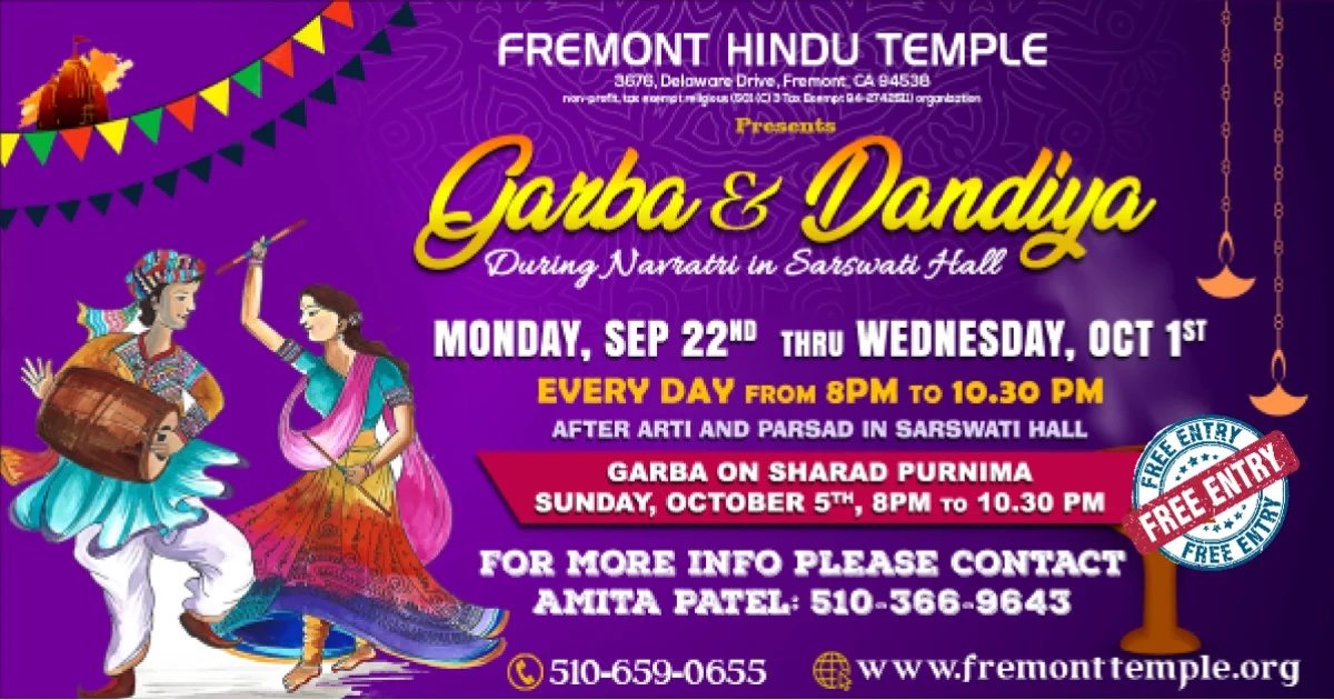 Fremont Hindu Temple Presents Garba & Dandiya During Navratri