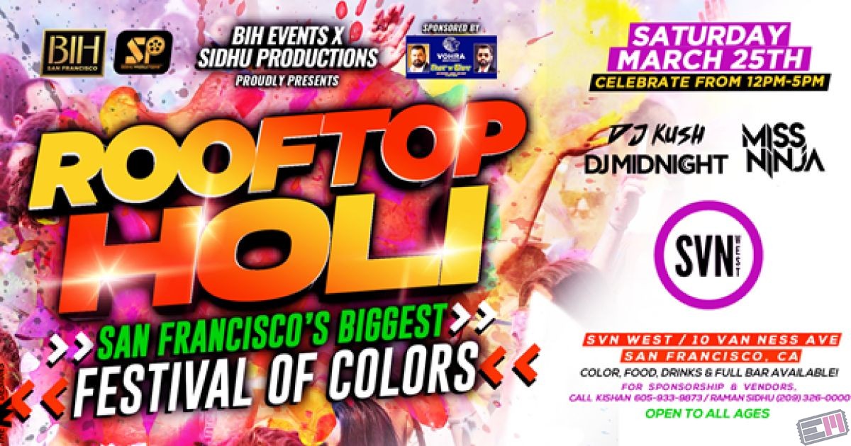 Rooftop Holi Music Festival in San Francisco on March 25th